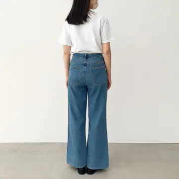 노리즈 플레어 부츠컷 데님 팬츠 여성용 블루 코튼