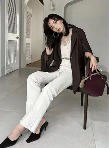 [ anuans] 롤업 디자인 데님 샌드 베이지