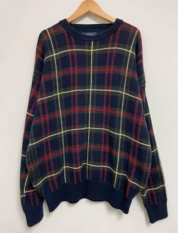 B01795 90년대 WOODS & GRAY 체크 코튼 니트