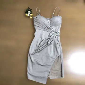 JEWELS 그레이 드레이프 슬립 드레스 XS