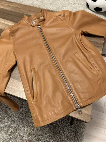 HARE 카멜 가죽 싱글 라이더 자켓