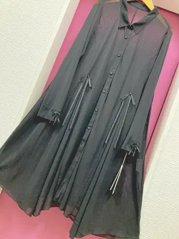 슈퍼 뷰티 파워넷 소재 롱 블라우스