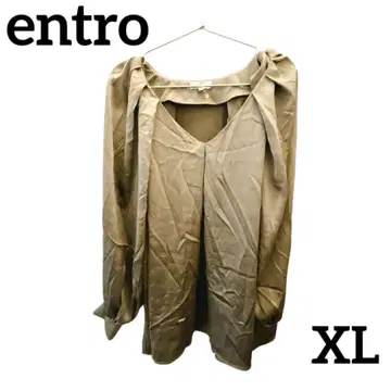 entro [ XL ] 올리브색 V넥 긴팔 상의 수입 구제 의류