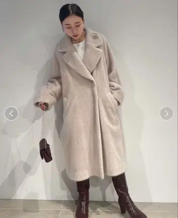 SNIDEL 샤기 코쿤 코트 베이지