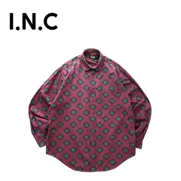 L.N.C 90s~ 앤티크풍 코몬 무늬 코튼 셔츠 긴팔 레트로 올 패턴