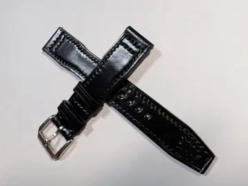 최고급 쉘 코도반 / 블랙 / 시계 벨트 스티치 포함 / 20mm
