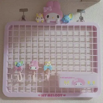 마이멜로디 My Melody 메쉬 패널 S자 후크 소품함 핑크