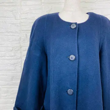 캐시미어 30% 노카라 코트 A라인 네이비 일본제 [ 68-39 ]