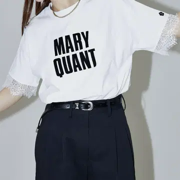 MARY QUANT x PUBLUX / 소매 레이스 플로키 로고 T셔츠