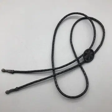 멕시코제 실버 폴러 루프 타이 가죽 끈 목걸이 레트로 앤티크