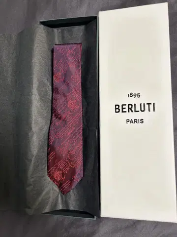BERLUTI 넥타이 와인 레드 다크 보르도