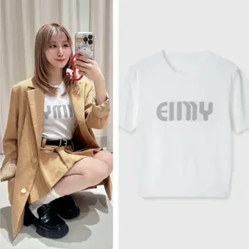 새상품 택 포함 eimy istoire EIMY 로고 하프 슬리브 니트