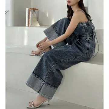 새상품급 데님 오버롤 올인원