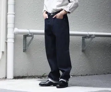 HARD TWIST DENIM WIDE PANTS 32