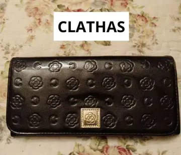 CLATHAS 블랙 꽃 무늬 엠보싱 장지갑