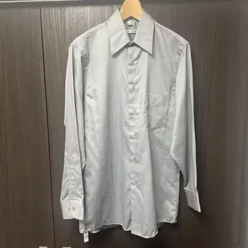 GEOFFREY BEENE 새틴 셔츠 그레이 실버