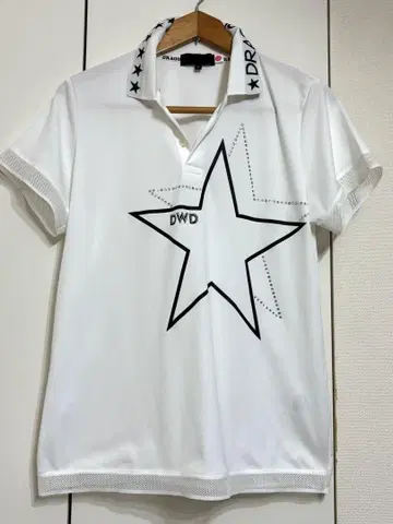 댄스 위드 드래곤 반팔 피케 셔츠 별 큐빅 골프웨어 여성용