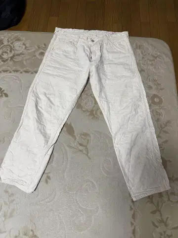 에비수 청바지 화이트 클레이지 패턴 데님 팬츠 38