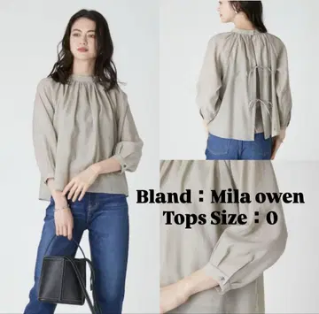 Mila owen 백 오픈 베어 포함 세미 시어 블라우스