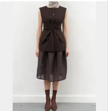 AMOMENTO Shirring Organza Skirt Charcoal