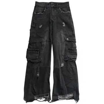 페어리 그런지 데님 로우라이즈 갸루 카고 00s