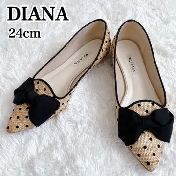 DIANA 도트 무늬 파나마 원단 리본 펌프스 24cm