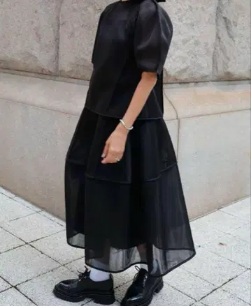 machatt 마차트 시어 종이상자 스커트 블랙