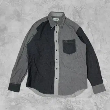 vintage Crocodile 배색 절개 버튼 다운 긴팔 셔츠 M