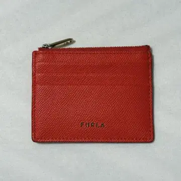 FURLA 오렌지 빨간색 가죽 카드 케이스 프래그먼트 케이스 코인 케이스
