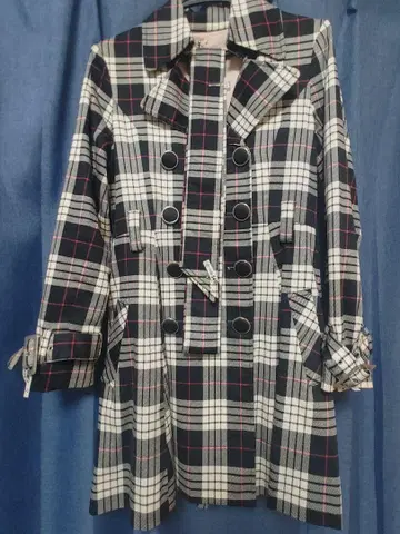 CECIL McBEE 체크 무늬 트렌치코트