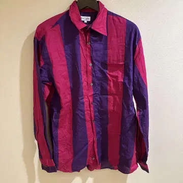 Paul Smith 핑크 보라색 스트라이프 긴팔 셔츠 L