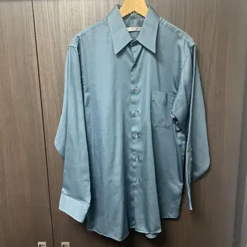 GEORGE BEENE 새틴 셔츠 블루 그레이