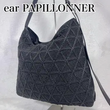 컨디션 최상 ear PAPILLONNER 메쉬 뜨개질 숄더백 블랙
