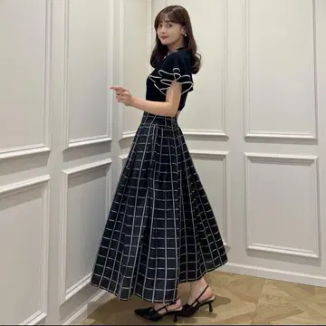 Checked Jacquard Volume Skirt