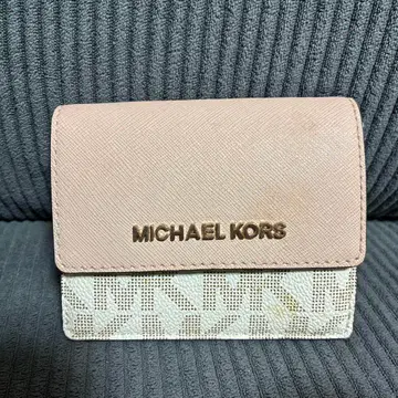MICHAEL KORS 접이식 지갑 핑크/화이트