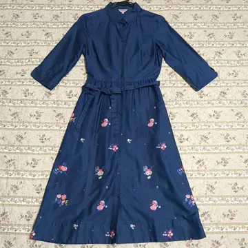 Cath Kidston 꽃무늬 셔츠 원피스 사이즈 6 네이비