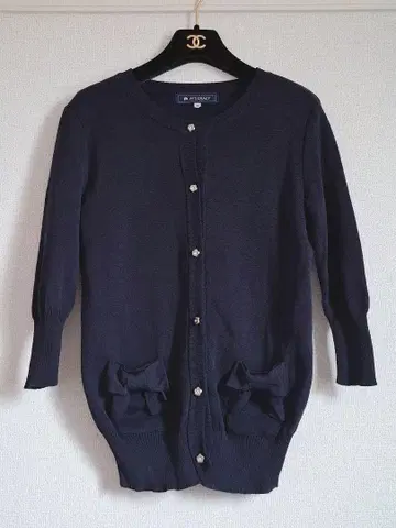 [ 새상품급 ] M'S GRACY 플라워 버튼 심플 리본 가디건