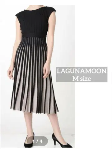 LAGUNAMOON 러그문 바이컬러 리브 니트 원피스 블랙
