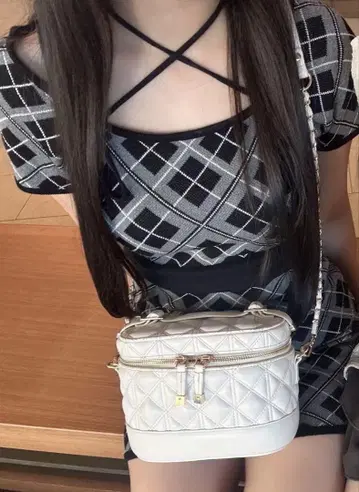 BUBBLES 체크 자카드 원피스 블랙 스나계