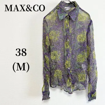 맥스앤코 실크 시스루 셔츠 퍼플 페이즐리