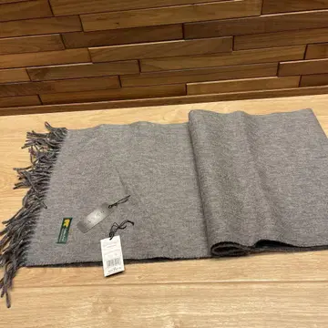 그레이 프린지 부착 머플러 울 혼방