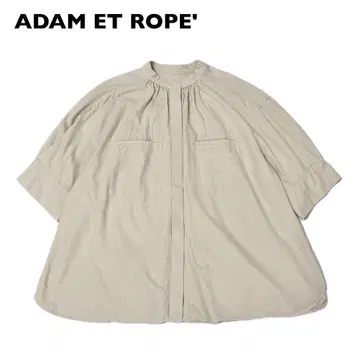 ADAM ET ROPE' 레이온 린넨 포켓 셔츠 밴드 카라