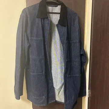 다크 블루 데님 자켓 코듀로이 옷깃