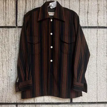 70's BEAUT 긴팔 셔츠 스트라이프 vintage 울 100% M