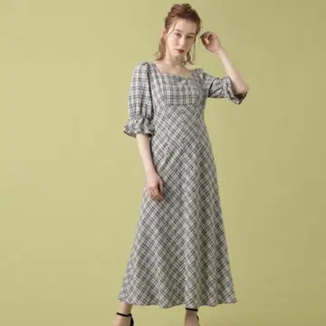 deicy 체크 바이어스 롱 원피스