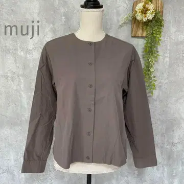 [ muji ] 무인양품 노카라 블라우스 자켓 면100% 긴팔 L