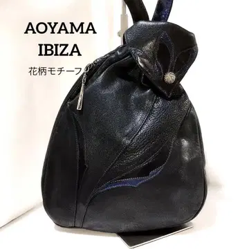 AOYAMA IBIZA 이비자 토트백 가죽 꽃무늬 모티브 블랙