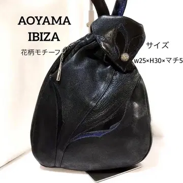 AOYAMA IBIZA 이비자 토트백 가죽 꽃무늬 모티브 블랙
