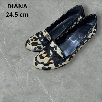 DIANA 송치 로퍼 레오파드 무늬 24.5cm 8cm 힐