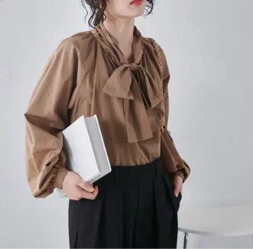 택 포함 RANAN 라난 블라우스 셔츠 보타이 빅 사이즈 3L